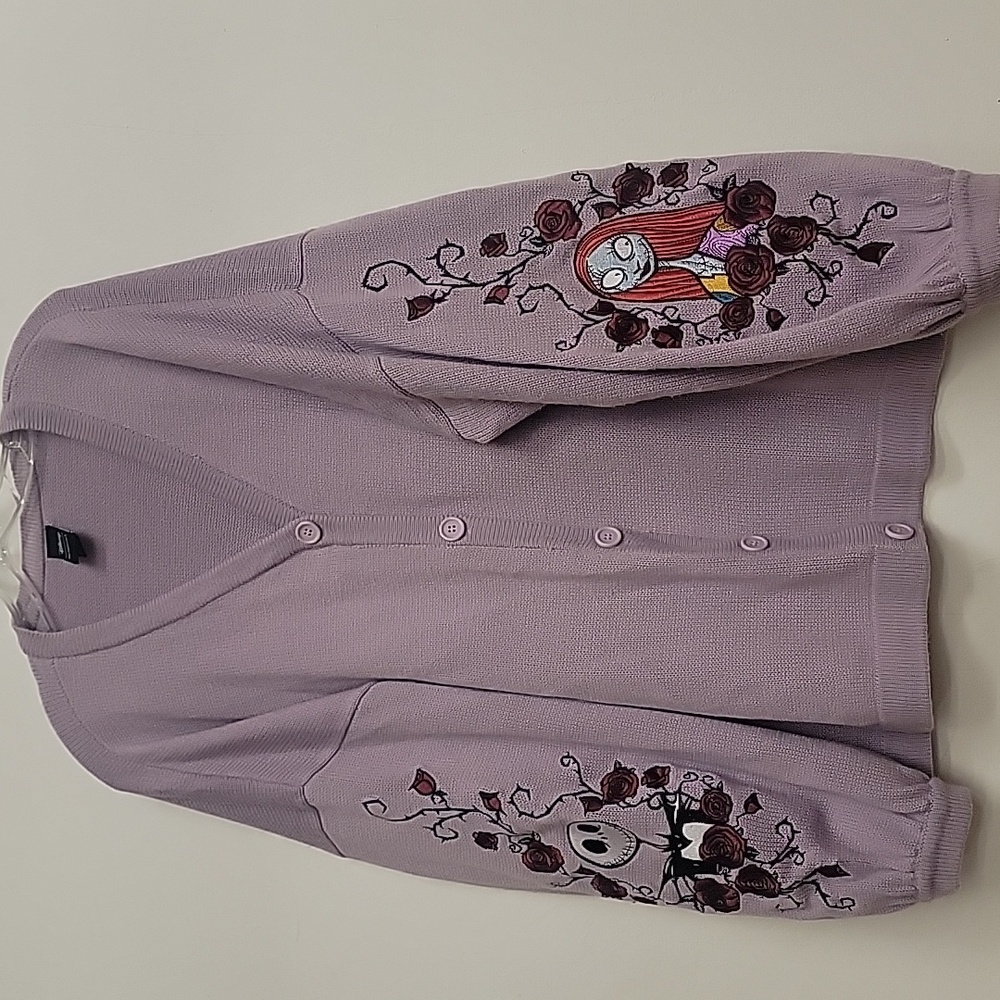 Nightmare Before Christmas Embroidered Floral Cardigan 3X